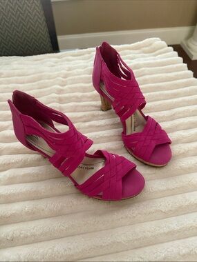 Impo Fuchsia Strappy Cork-Style Heel Sandals